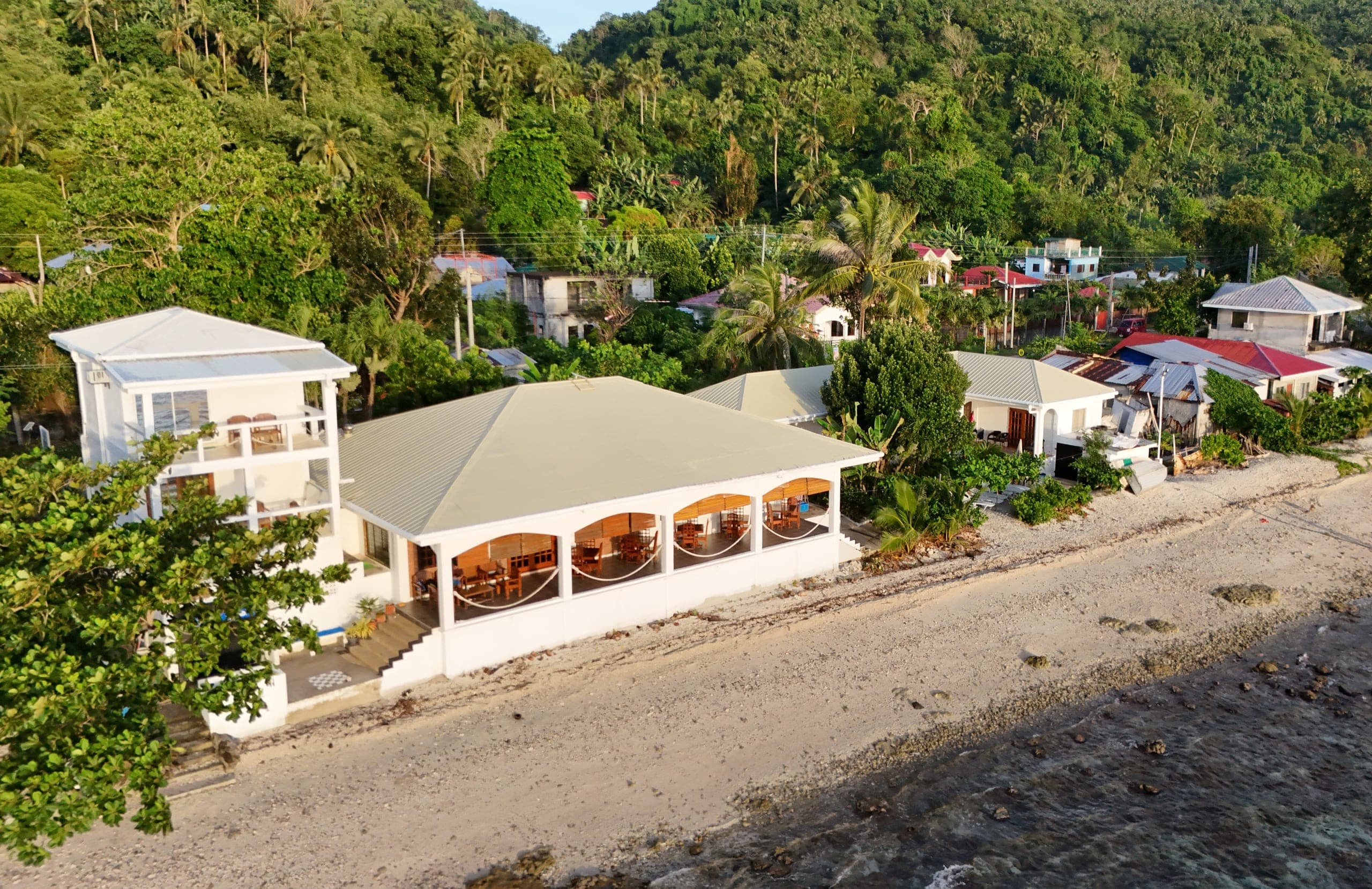 Aerial view of Sogod Bay Scuba Resort on Sogod Bay